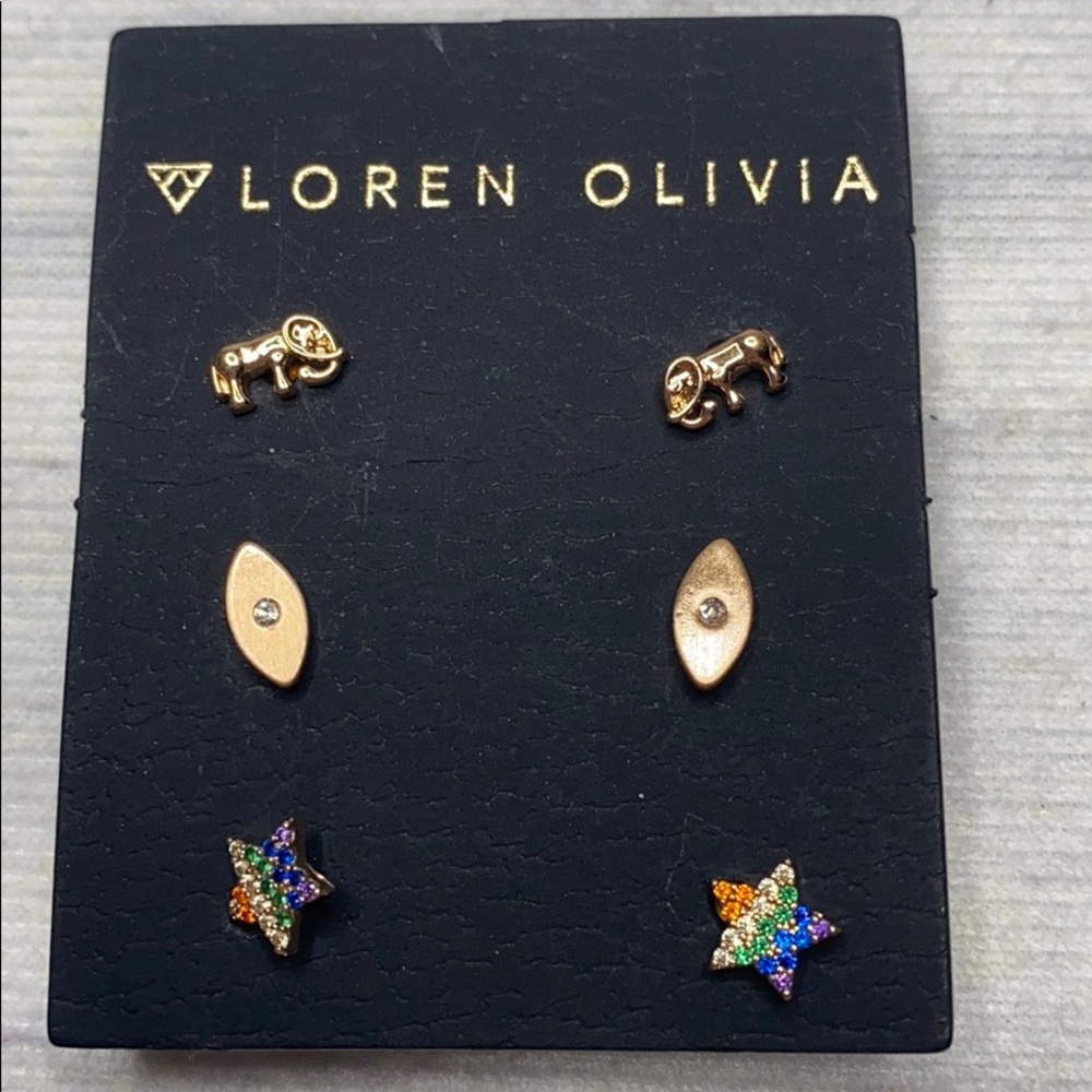 Loren Olivia Women’s Studded Earrings 3 pairs